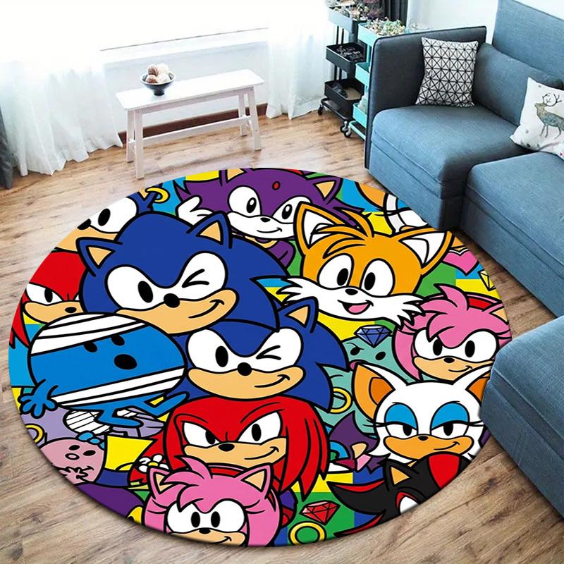Sonic Hedgehog Round Area Rug Carpet Rug For Living Room Bedroom Sofa Playroom Decor Nonslip Floor Mat