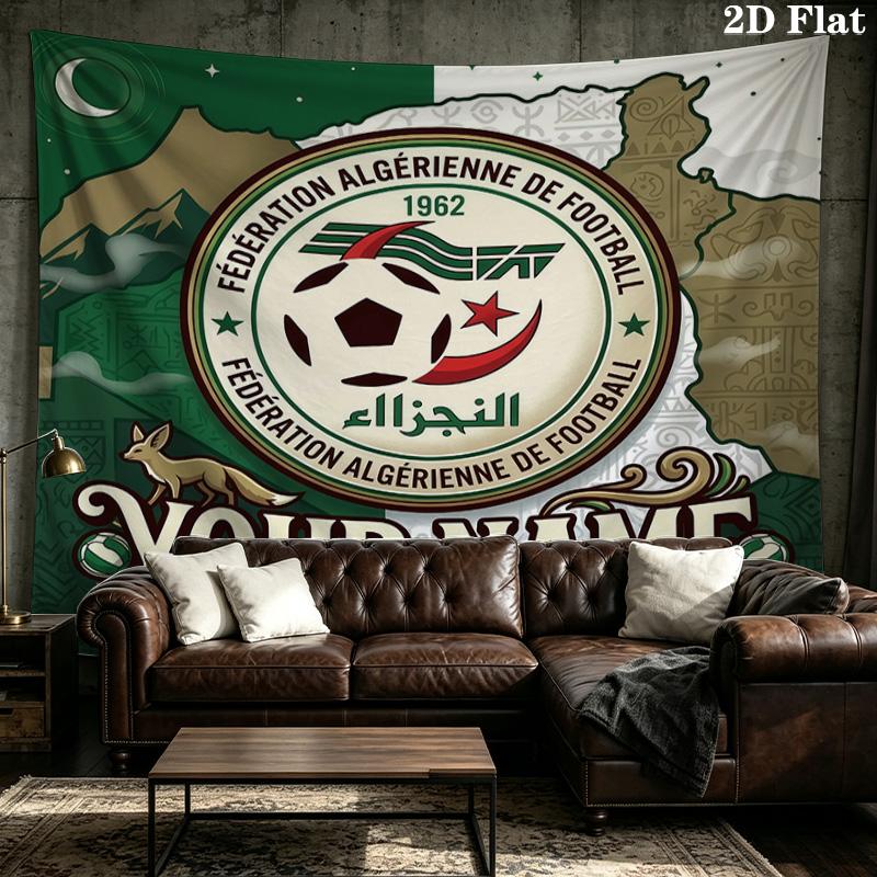 Custom Name Algeria national football team Printed Tapestry – Wall Hanging for Bedrooms, Dorms, and Home Decor