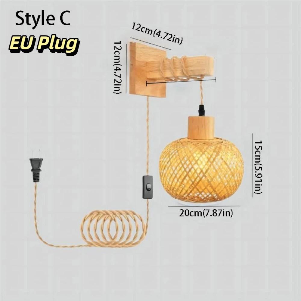 Natural Rattan Bamboo Lantern Wall Lamp Hand-Woven Bamboo Room Decor Lampshades  Hotel Room