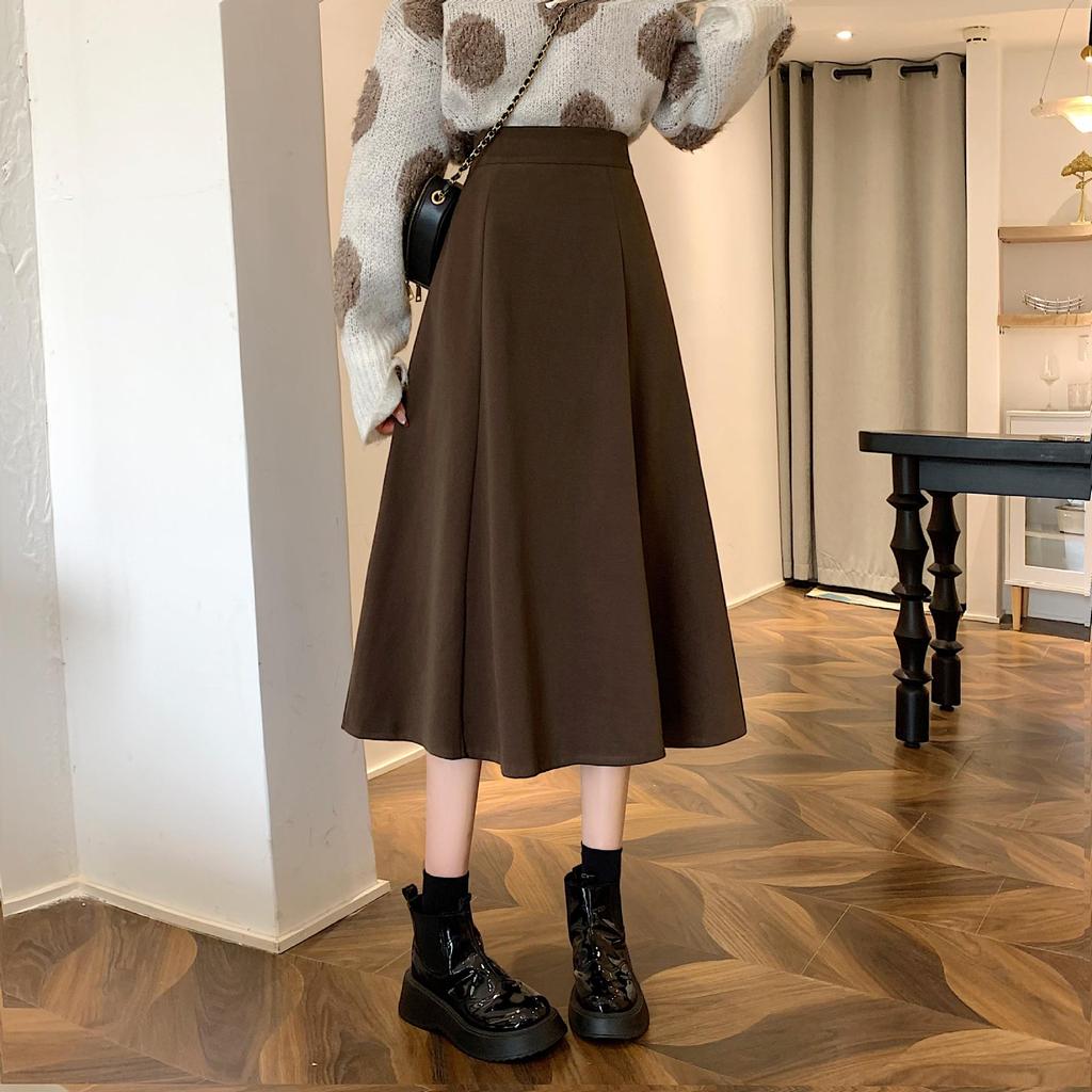 Женская корейская шерстяная юбка А-силуэта с высокой талией, тренд сезона осень/зима 2025 года