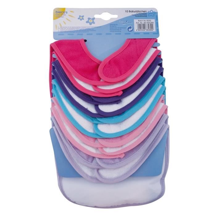 Bavoir - bieco - multicolore - 10 pièces - 35 x 21 cm - lavable