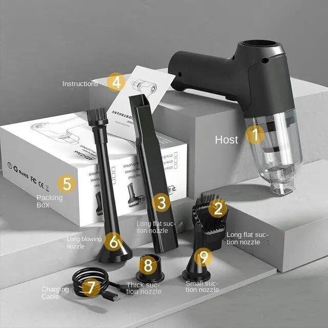 2024 15000pa Car Mounted Wireless Vacuum Cleaner Integrated Blowing Suction Functions High-power Household Handheld Portable Vacuums Cleaners