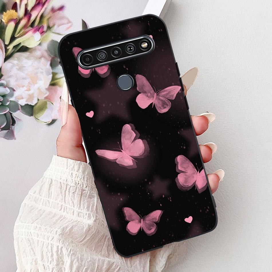 Для LG K41S K51S 2020 Элегантный Чехол для Телефона с Цветочным Котом, Для LG K41S K51S LM-K410 LM-K510 Черный Силиконовый Мягкий Чехол