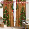 2pcs, 2D FLAT PRINTING Curtains (Without Rod) Festive Wonderland(2) Holiday Printed Curtains Semi-Sheer Curtains Outdoor