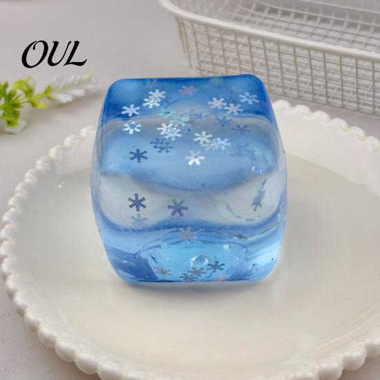 Lemon Stress Relief Toy Transparent Squeeze Toy, Jellyfish Ice Cream Soft Clear Cube Sensory for Kids Adults Portable Reliever