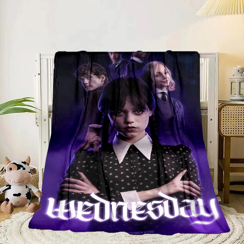 Wednes-day Gothic Blanket Flannel Blanket for bed, sofa, Camping, Hiking, Picnic Essentials, gift for family Fan gifts