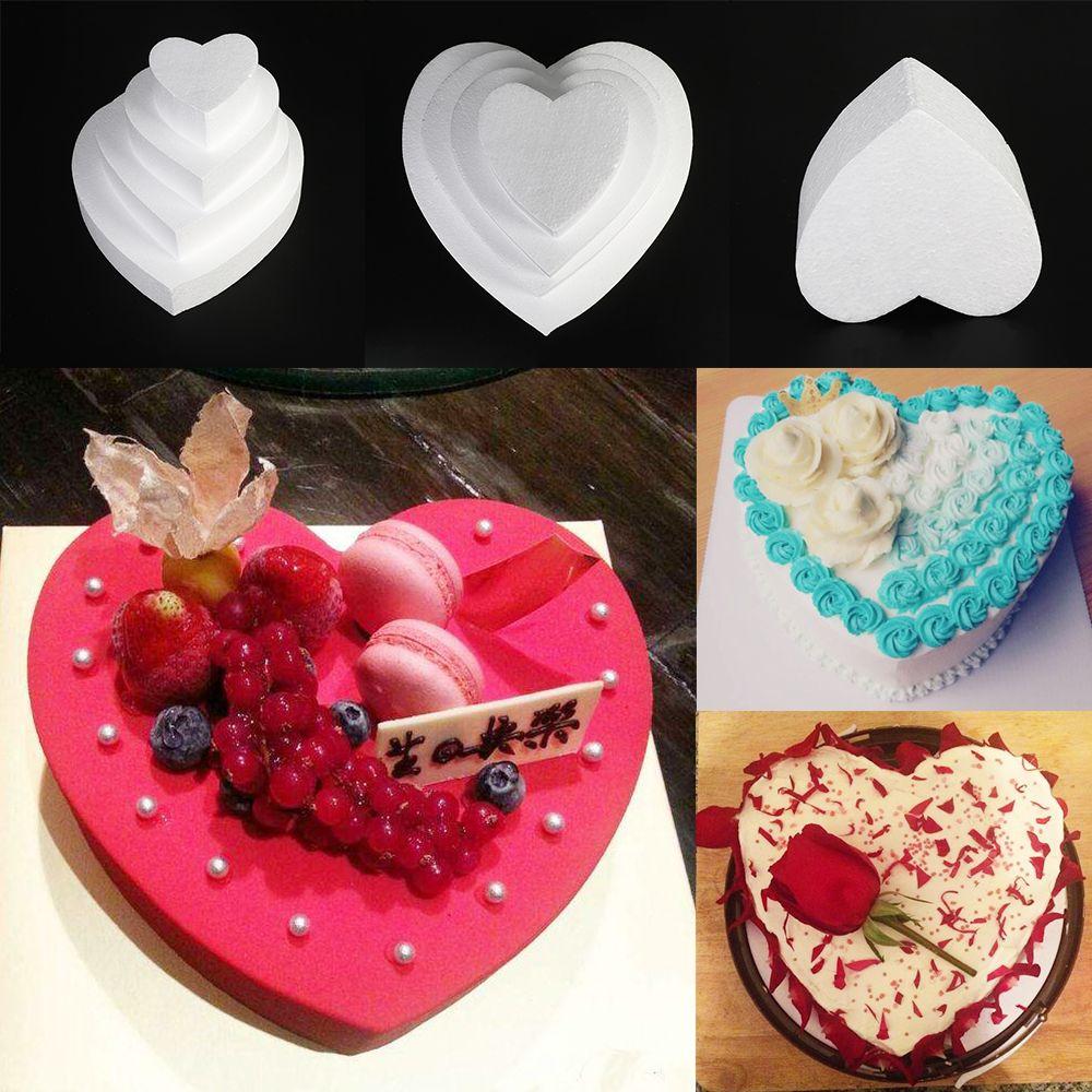Flower Decor Sugarcraft Dummy Cake Foam Mould Practice Model Polystyrene Styrofoam Heart Shaped