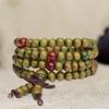Bracelet Wooden Bead Bracelet Stress Relief Fake Sandalwood Buddhist Buddha 4-Layer Wrist Chain Men Women Bracelet Bangles