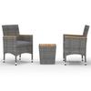 VidaXL 3-piece Bistro Set Woven Resin and Acacia Wood Grey