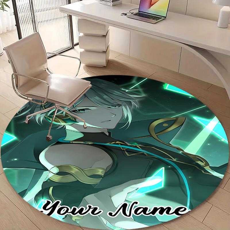 Personalized Genshin Impact Round Chair Office Rug - Perfect for Mat, Office Chair & More - Ideal Gift for Birthdays and Holidays
