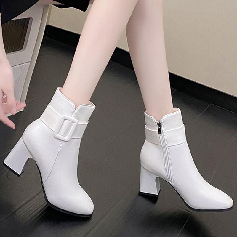Новые осенне-зимние женские ботинки «Челси» на ботильоне на высоком каблуке, модные вечерние пикантные туфли-лодочки на массивном каблуке, повседневная женская обувь, Botas на молнии