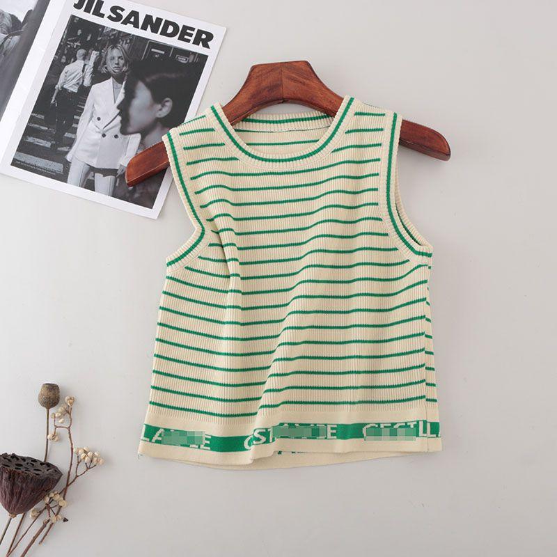 Stripes Knitting Camisole Women's Summer 2025 New Arrival Slimming Belly-Covering Inner Bottoming Top Women