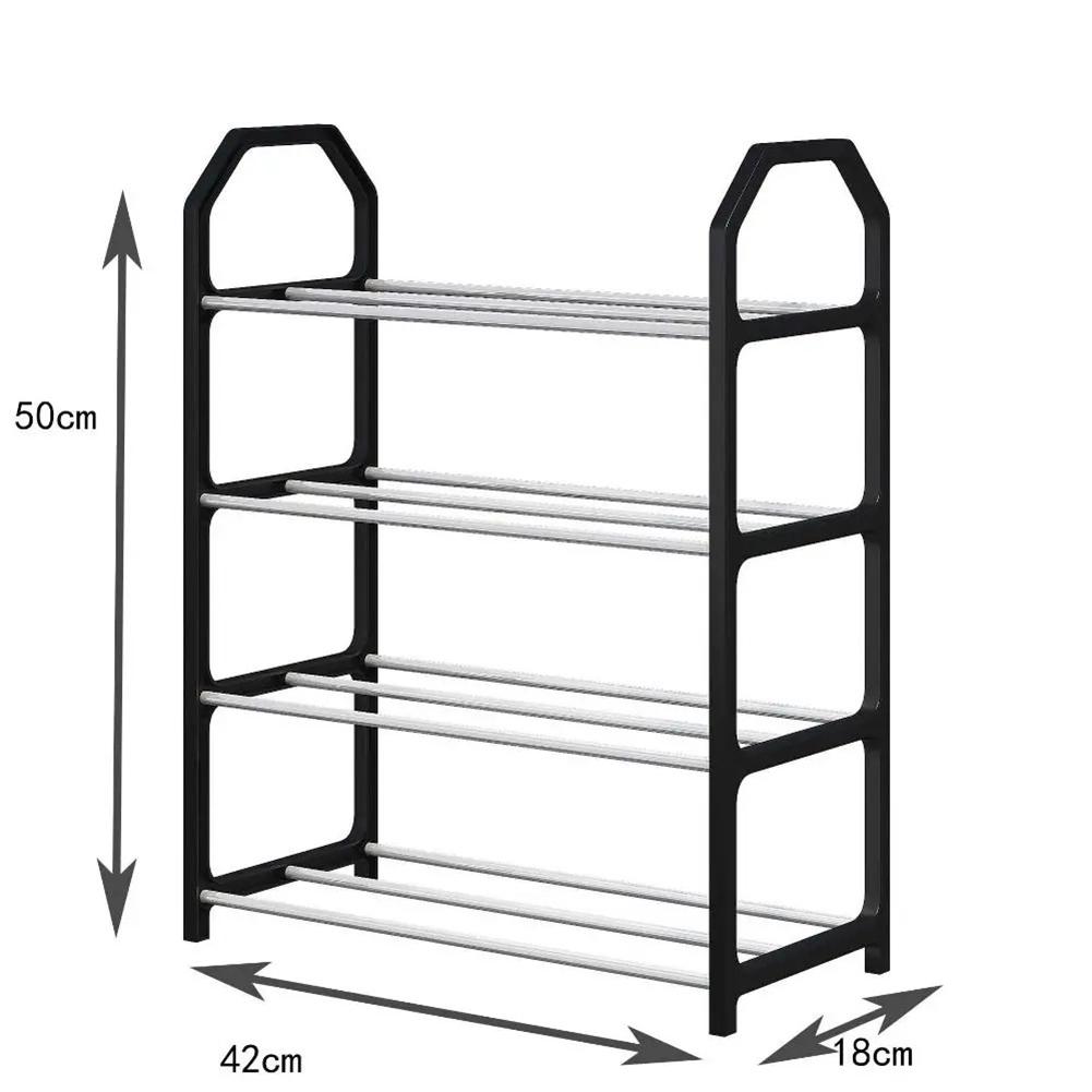 4-layer Metal Shoe Rack Black Easy Assembly Large Capacity Shoe Rack