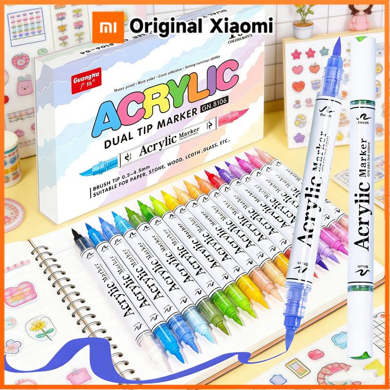 Xiaomi GuangNa 60-168 Colors Dual Tip Acrylic Brush Markers Set, Assorted Pro Color Series Automatic Ink Control System Art Markers Set