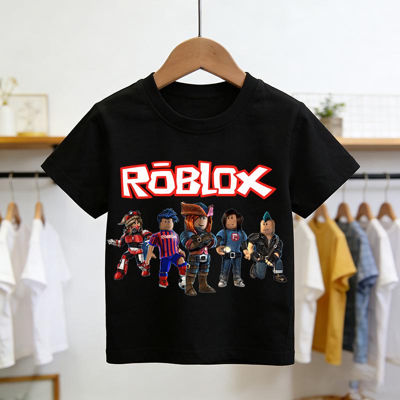 2026Roblox Tshirt Summer FashionShort Sleeved Top Tshirt Boys and Girls Tops Summer Game Streetwear White Kids Tees