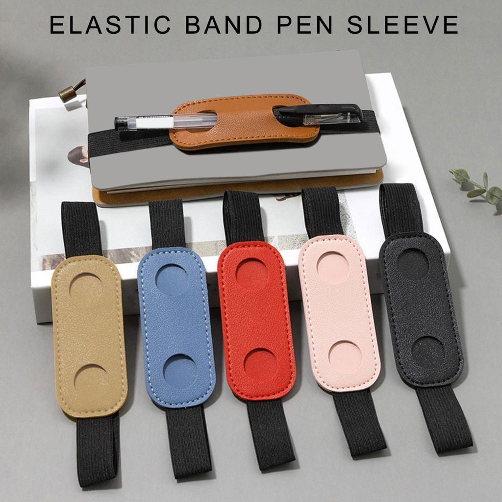 Pen Pouch Elastic Band Pen Holder PU Leather Pen Sleeve Pencil Holder for Notebook Journal Planners Binders and Books