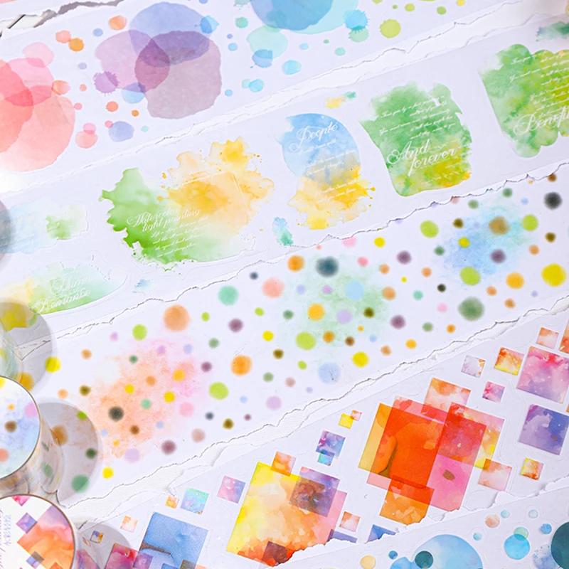 Mr. Paper 3Rolls/bag Watercolor Light Painting Series PET Tape for Handbook Tape DIY Album Photo Frame Diary