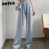 Women's Fashion Casual Solid Color Print High Waist Pants & Capris