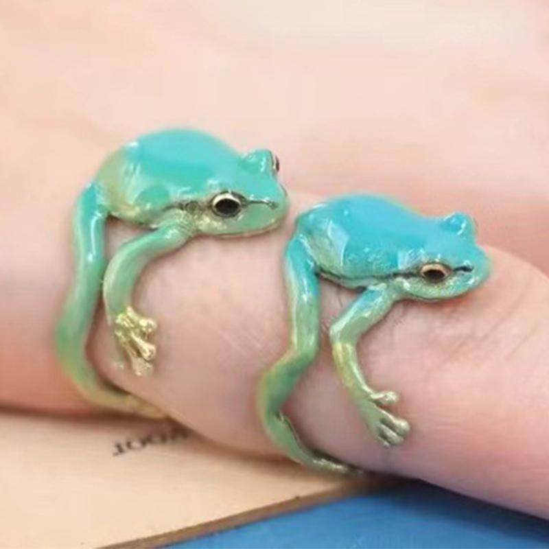 Women Open Frogs Shaped Ring Jewelry for Adults Cool Adjustable Tree Funny Frog Jewelry Cute Weird Green Ring