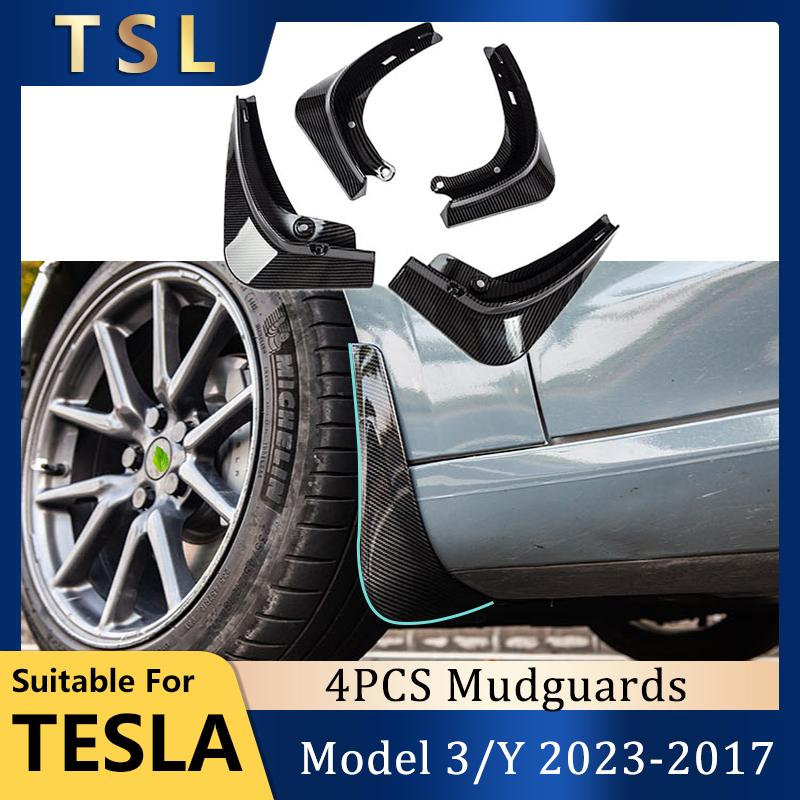 Для Tesla Model 3 2018 Брызговики 4 шт./компл. ABS с узором из углеродного волокна Брызговики Fender Model Y 2023 2022