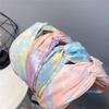 Широкая повязка для волос с принтом тай-дай, повязка для волос с мягким давлением в гонконгском стиле и аксессуар для волос