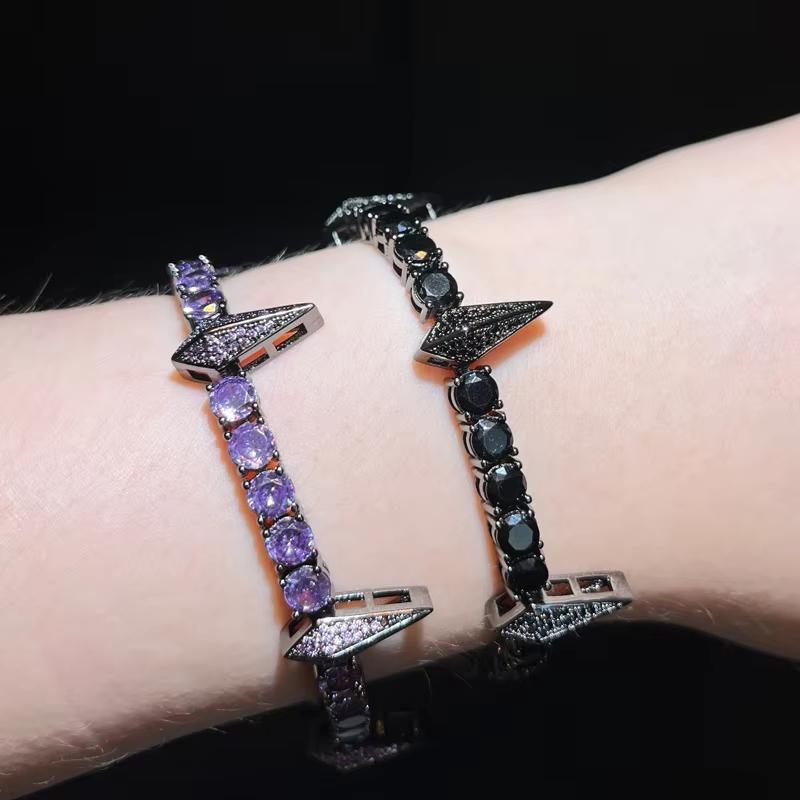Manufacturer Bulk Hop White Powder Black Purple Panther Bracelet Full Zircon New Punk Style Jewelry