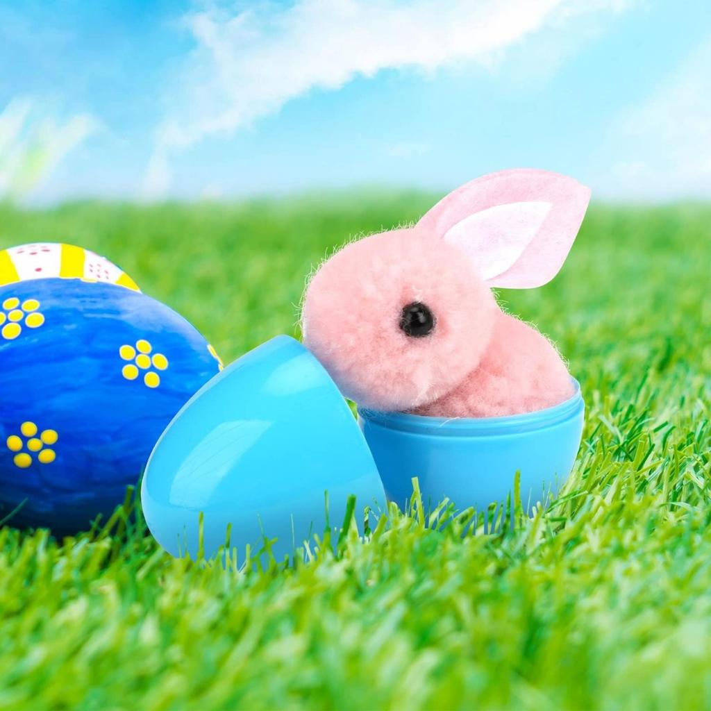 24 Pack Easter Eggs Fillers with Easter Bunny Plush, Easter Basket Stuffers for Kids Easter Bunny Mini Stuffed Animal for Easter Eggs Hunts