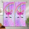 Fashion Printed Custom Curtains Dreamy Unicorn Rainbow Pink Curtains Kids Room Living Room Kitchen Window Curtains 2 Pieces