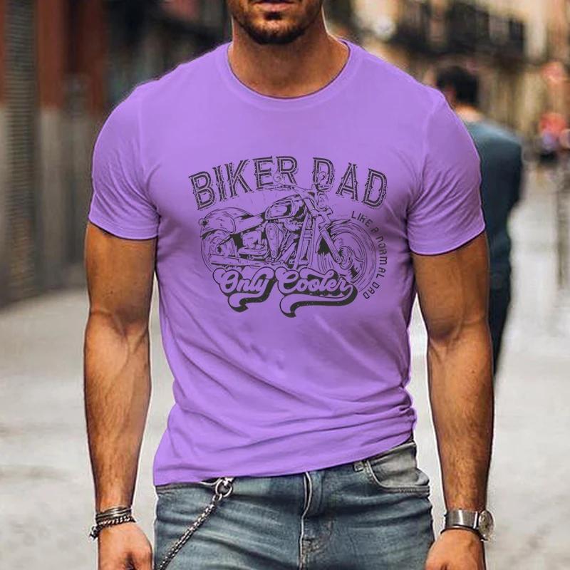 Футболка для мужчин с изображением мотоцикла, принт «Байкер-папа», короткий рукав, классическая уличная футболка, мужские рубашки на День отца, свободные летние футболки