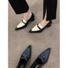 Color Matching Women's Spring New Pointed Thick Heel Retro High-heeled Single Shoes