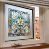 Двусторонние цветные балконные стеклянные окна с ретро-узором, украшение и декор, электростатические оконные наклейки