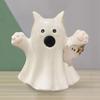 Halloween Ghost Ornaments Cute Ghost Cat Pumpkin Sculpture Spooky Resin Home Decor Desktop Figurine for Indoor Outdoor Display