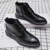 Мужские кожаные туфли с высоким верхом Ретро и высококачественные стили Модная вечеринка Уличный досуг Ботинки Осень и Зима