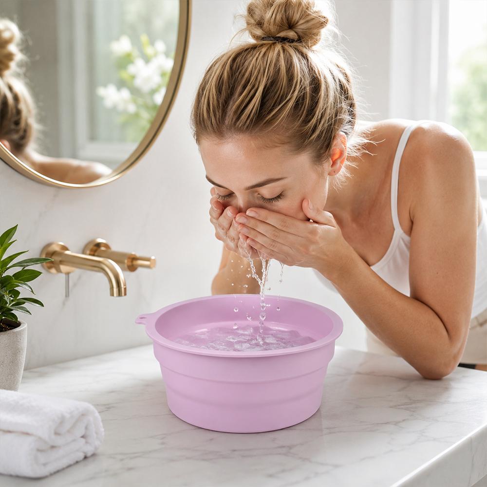 Built-in Ice Tray Face Ice Bath Bowl Silicone Skincare Washbasin Face Dipping Bowl for Women Girls
