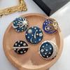 Women Vintage Enamel Pearl Brooches Pins Fashion Classic Metal Round Lapel Pin Lady Baroque Coat Clothing Badges Corsage