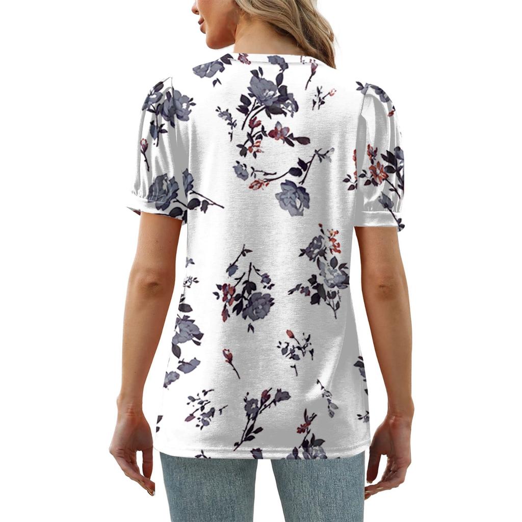 Женские летние топы с коротким рукавом и V-образным вырезом, свободные повседневные футболки