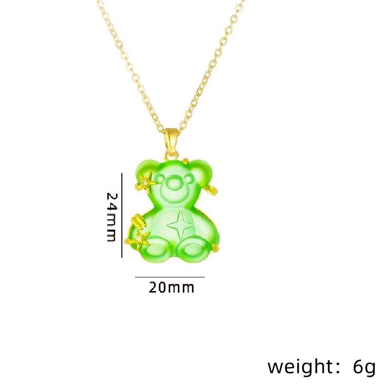 1 шт. Подвеска Звезда в стиле Инс из меди, инкрустированная смолой, Мишка-конфета со стальной цепочкой, Простое ожерелье