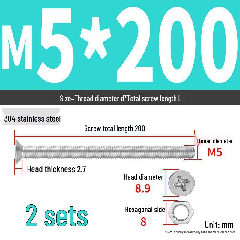 Набор Extra Long Phillips Flat Head Винтов и Гаек из Нержавеющей Стали 304 (2М, 3М, 4М)