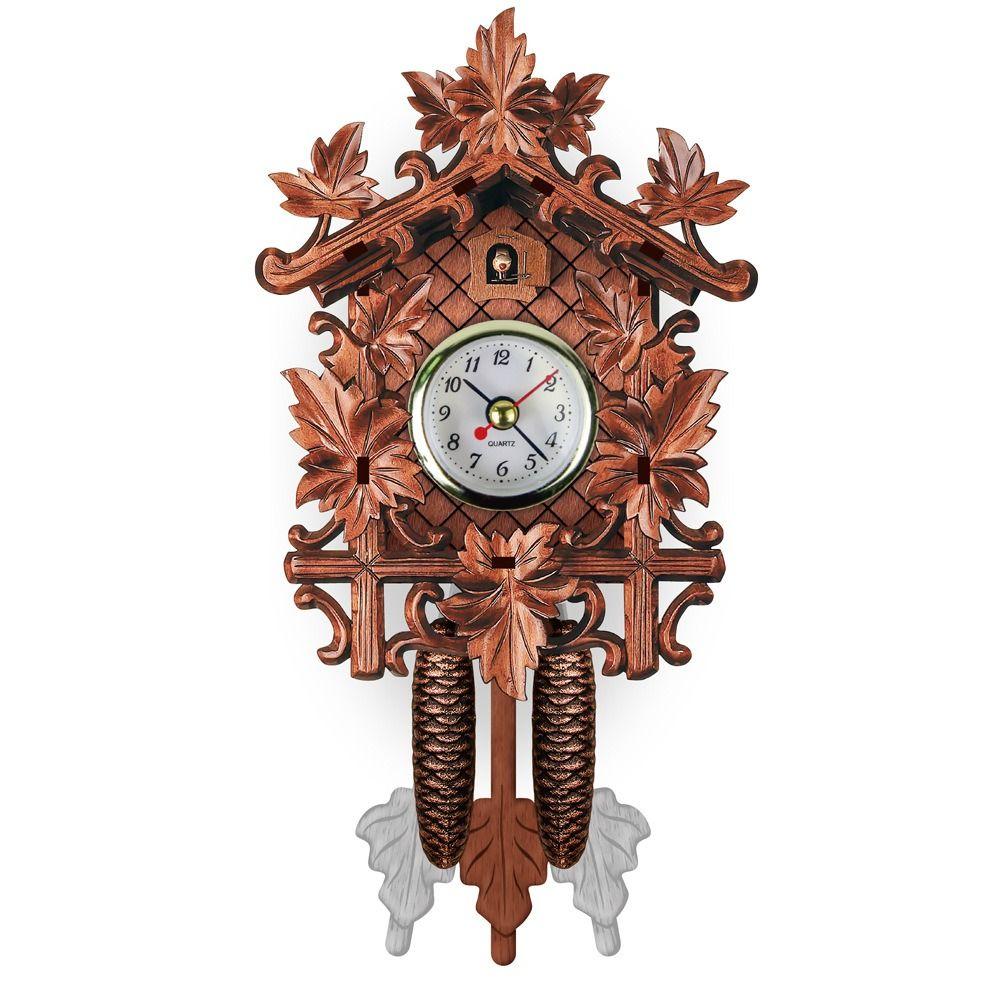 Art Craft Forest Tower Wood Pendulum Vintage Clocks Vintage Wooden Wood Wall Clock 3D Ringing Silent 3D Ringing Clock Bedroom