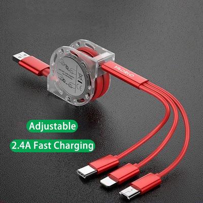 Кабель для зарядки 3 в 1, выдвижной USB-кабель для зарядки для XiaoMi, HuaWei, Samsung, быстрая зарядка 3A, портативный зарядный кабель Micro, Type-C, 8Pin AVE