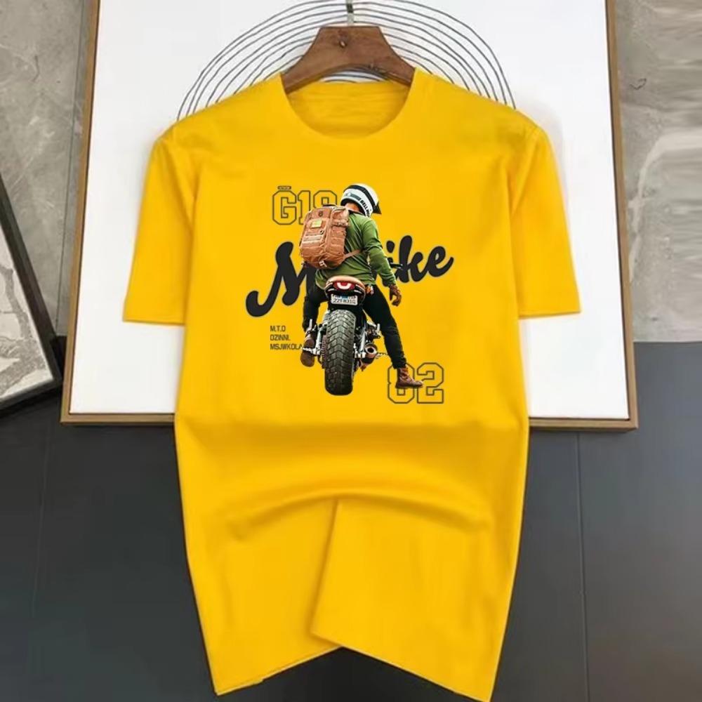 Роскошные футболки с принтом на спине мотоцикла, летняя мужская футболка с круглым вырезом и коротким рукавом, 100% хлопок, уличная мода, повседневный топ для женщин 2000 года