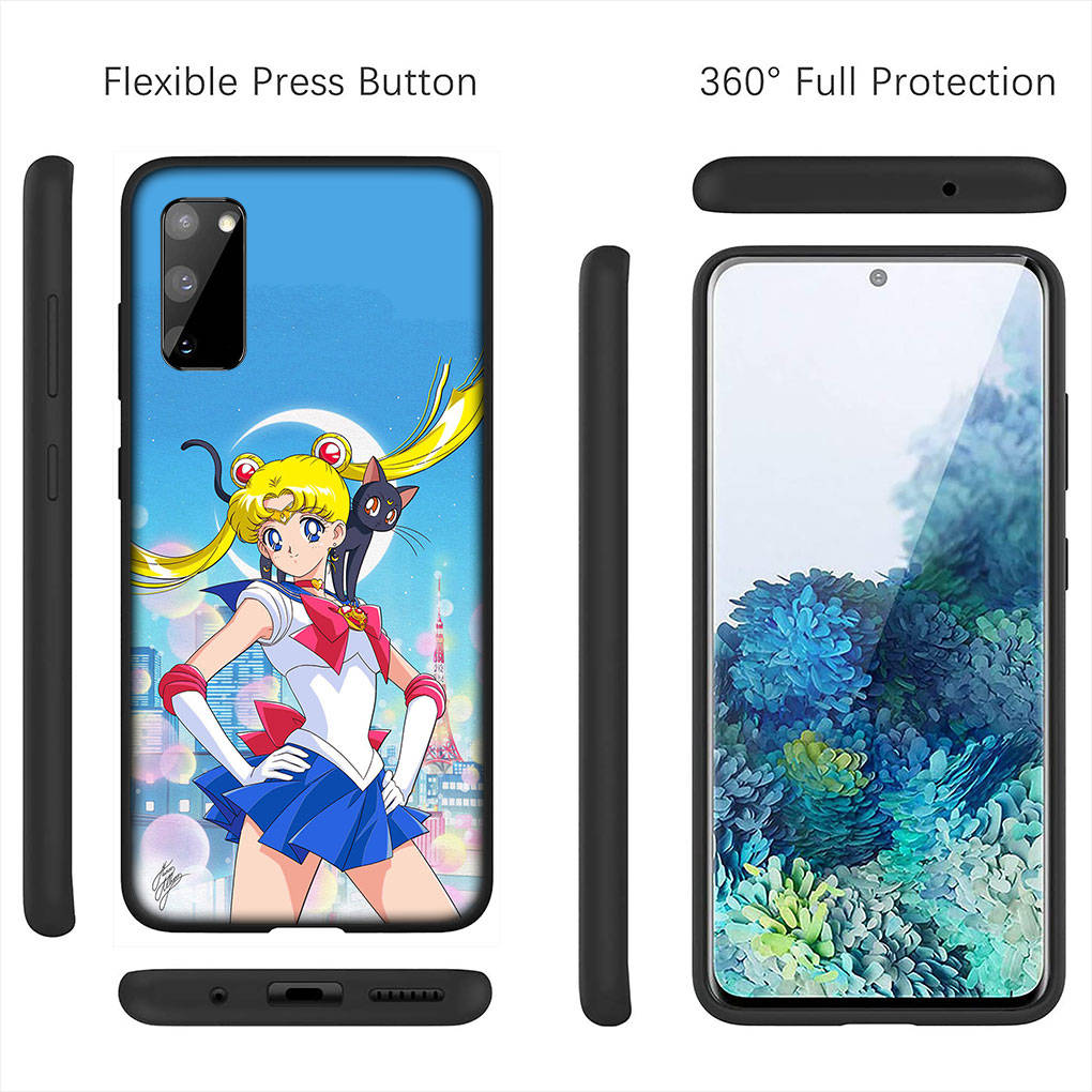 Чехол для iPhone 16 15 Xiaomi Redmi Note 14 13 12 11 Pro Max X 8 9 16e Samsung Galaxy S25 S24 S23 Moto A4 OPPO Huawei Sailor Anime Moon Cat Phone Case