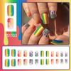 24 шт. Глянцевые радужные полосатые накладные ногти, короткие квадратные накладные ногти, французские типсы для женщин и девушек, украшение для нейл-арта