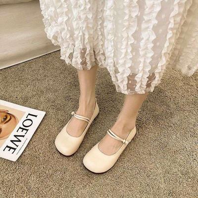 С юбкой туфли-лодочки женские 2025 весна и лето вечерние туфли новые Мэри Джейн универсальные из мягкой кожи туфли-бини на плоской подошве