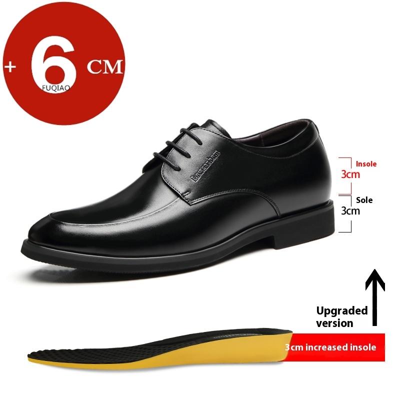 Модная мужская обувь из коровьей кожи для официальных мероприятий, туфли со скрытой платформой, увеличивающие рост на 6 см/8 см, мягкие удобные туфли на шнуровке для офиса и бизнеса
