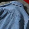 Men Denim Shirt Solid Color Long Sleeve Single Breasted Streetwear Turndown Collar Loose Shirt Coat Jacket Men Clothes