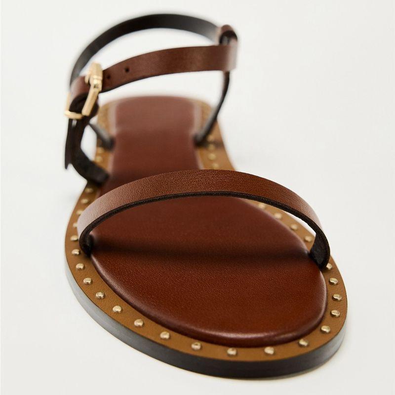 Мода 2025 Новая Мода Женские Балетки-Сандалии с Открытым Носком Летние Кожаные Сандалии Праздничные Повседневные Пляжные Женские Сандалии De Mujer