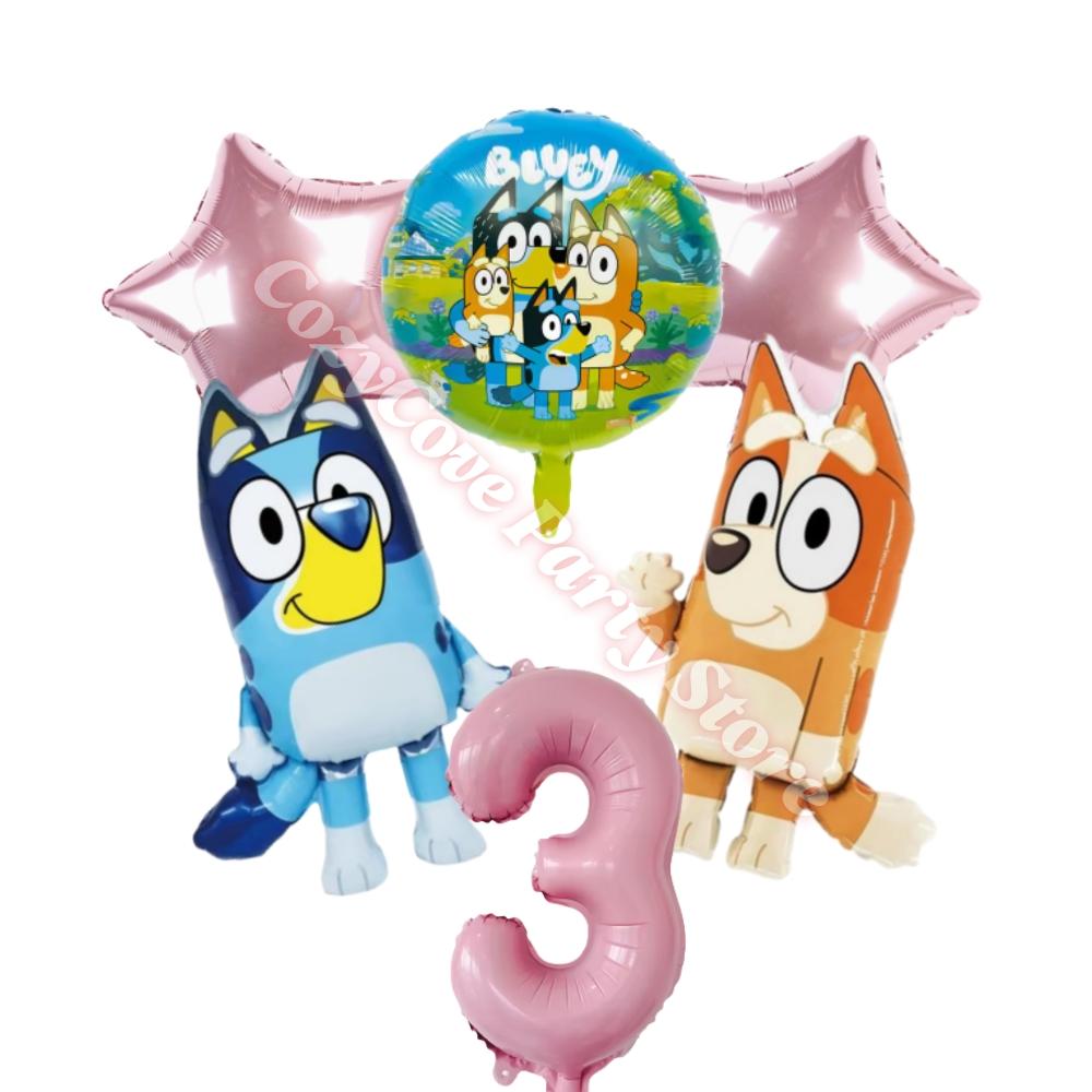 Pink Bluey Birthday Party Decoration Bingo Puppy Tableware Set Cup Plate Straws Balloons For Kids Favor Gifts Photo Booth Props