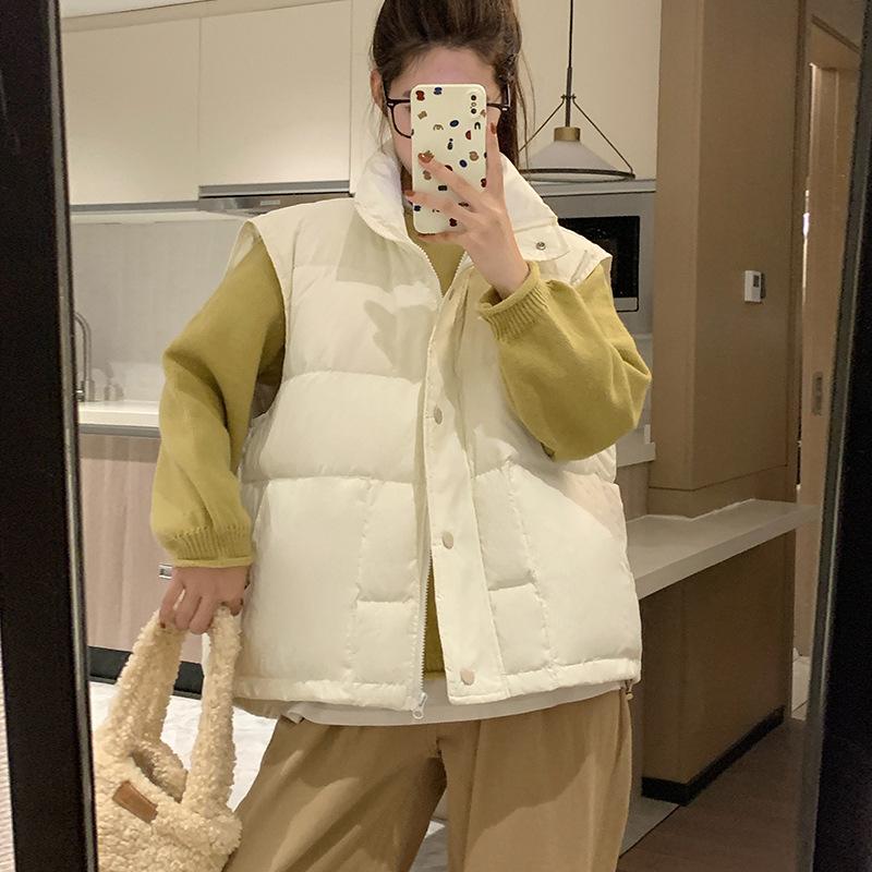 2024 осень и зима новый женский пуховый жилет белый утиный пух легкий и свободный универсальный жилет жилет куртка