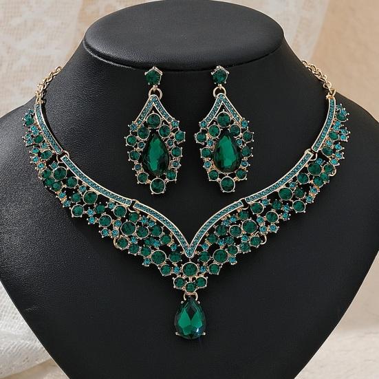 1 Set Necklace Earrings Set Rhinestone Necklace Earrings Prom Wedding Party Bride Symmetric Dangle Earrings Formal Occasions Neck Jewelry Set